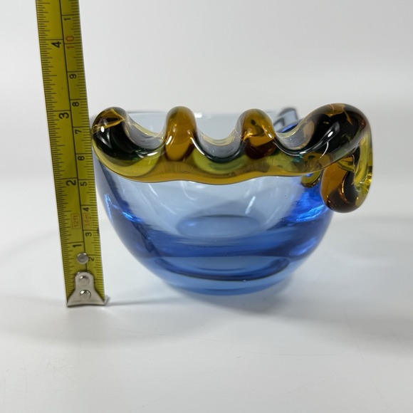 Vintage Mid Century Murano Glass Ashtray Italian Glass Art Eggplant - Picture 11 of 16